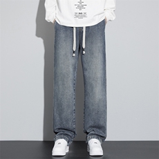 潮流复古水洗牛仔裤男2026春季新款宽松百搭直筒休闲裤J8058-P45，男装牛仔裤，星座509