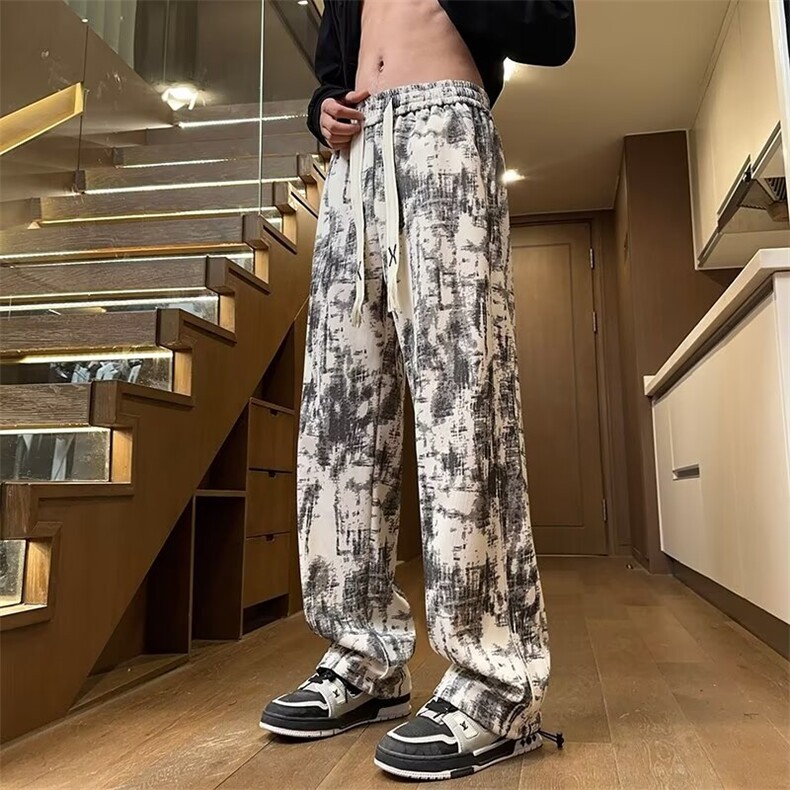 小众扎染垂感裤子男秋季美式vibe卫裤青少年高街痞帅运动裤KZ53,男装休闲裤,星座1116A-1（原606A）