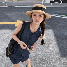 港风休闲牛仔马甲短裤套装女夏2025新款小个子显瘦遮肉爆款两件套，女装套装/套裙，2C009