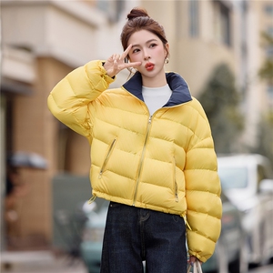 现货90%白鸭绒双面穿2025年冬季新款短款羽绒服外套图片