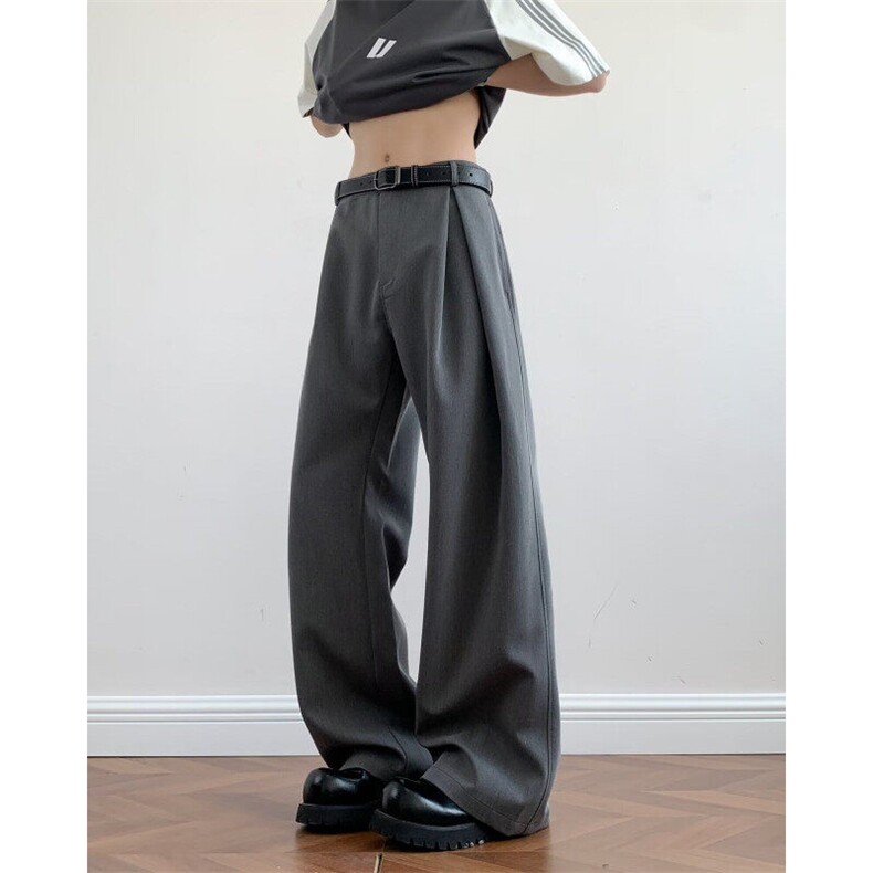 立体A字廓形双层褶弯刀西裤宽松通勤cleanfit夏休闲长裤，男装西裤，星座410-7