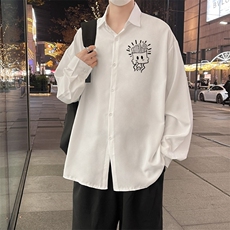 复古衬衫男宽松春秋休闲百搭外套潮男，男装衬衫，星座716-3