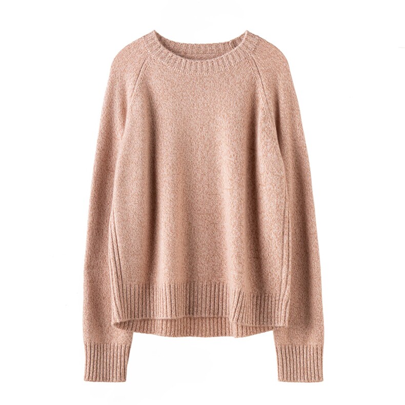 100%纯羊绒2025秋冬新款女羊绒衫重磅加厚圆领花纱羊绒上衣长袖，女装羊绒衫，濮尚羊绒