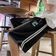 夏季休闲短裤男ins潮牌拼接宽松直筒垂感五分运动裤DK0615-P28，男装休闲裤，星座308B-2