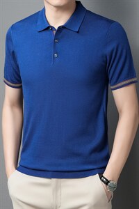 宽松透气POLO衫男2023夏季新款短袖免烫冰丝衫男t恤时尚百搭男装图片