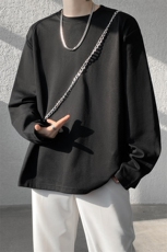 8XL-M重磅垫肩长袖T恤男设计感圆领卫衣正肩纯色打底衫DX329P48，男装T恤，电商D206-1