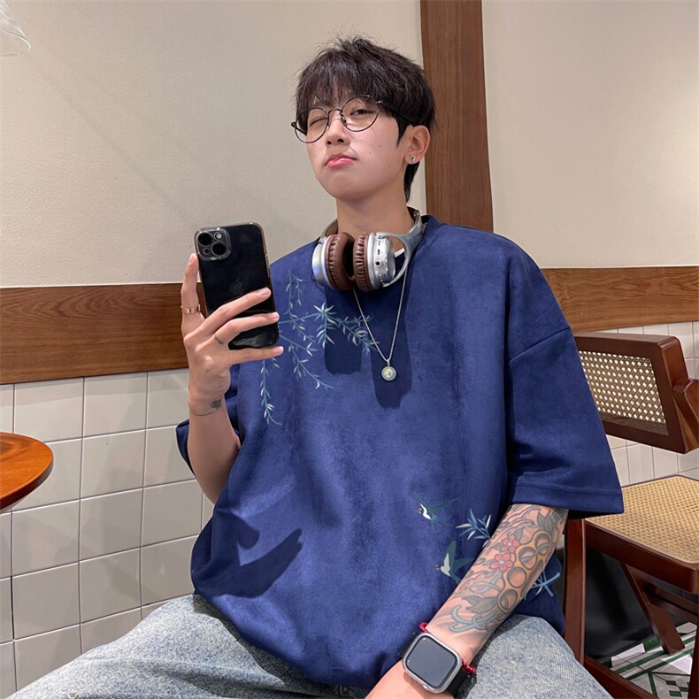 量大优供视频重磅麂皮绒短袖T恤男JPDX208-特P19,男装T恤,电商B367