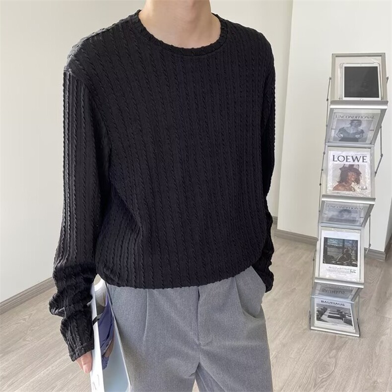 长袖男士宽松圆领打底衫简约新款潮流百搭日系流行WY49-P33,男装T恤,星座208-5