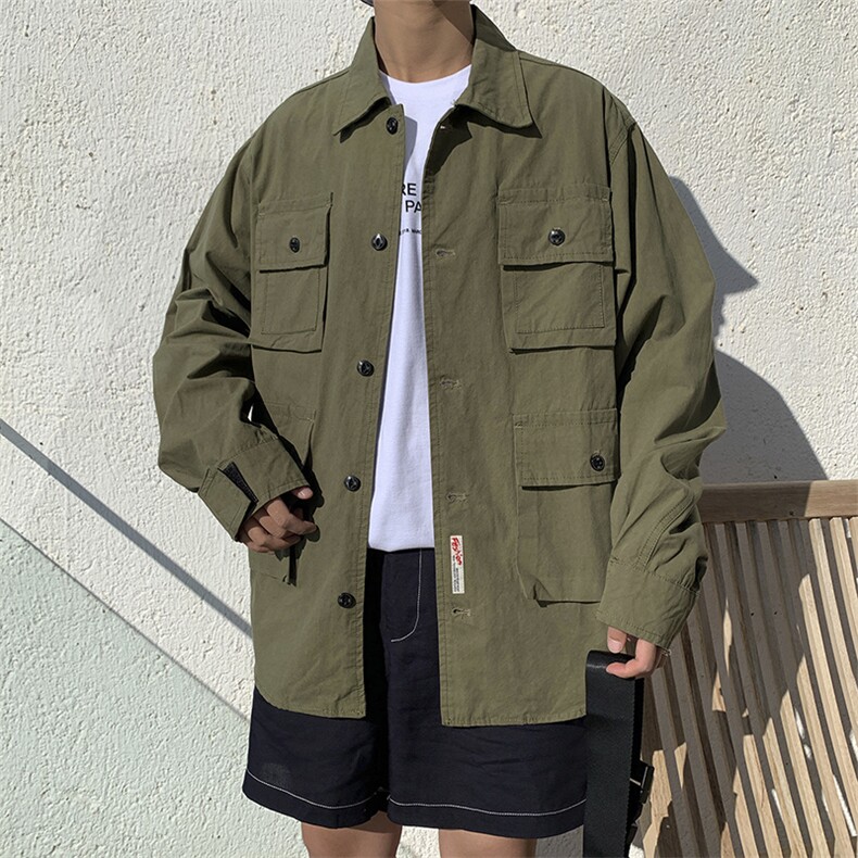 外套男2021春季新款韩版潮流百搭工装衬衫外套男装上衣DS325T,男装夹克,电商A102