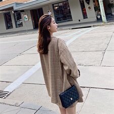 月底出货数据好柒柒家格子西装短款套装T21-P135控188，女装风衣，柒柒家