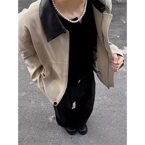 美式复古底特律工装夹克男春季宽松撞色翻领休闲外套潮 J2597图片