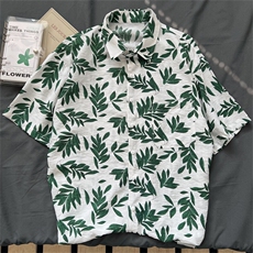 现货百搭休闲碎花衬衫沙滩风夏季短袖衬衣男，男装衬衫，星座510-1