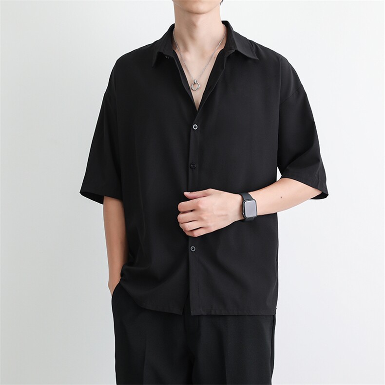 2024夏季薄款冰丝大码短袖男ins高街宽松垂感衬衫CY009-P30,男装衬衫,星座214-3