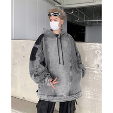秋款男连帽牛仔夹克衫渐变色宽松休闲外套JK8622P78，男装夹克，星座1013-1