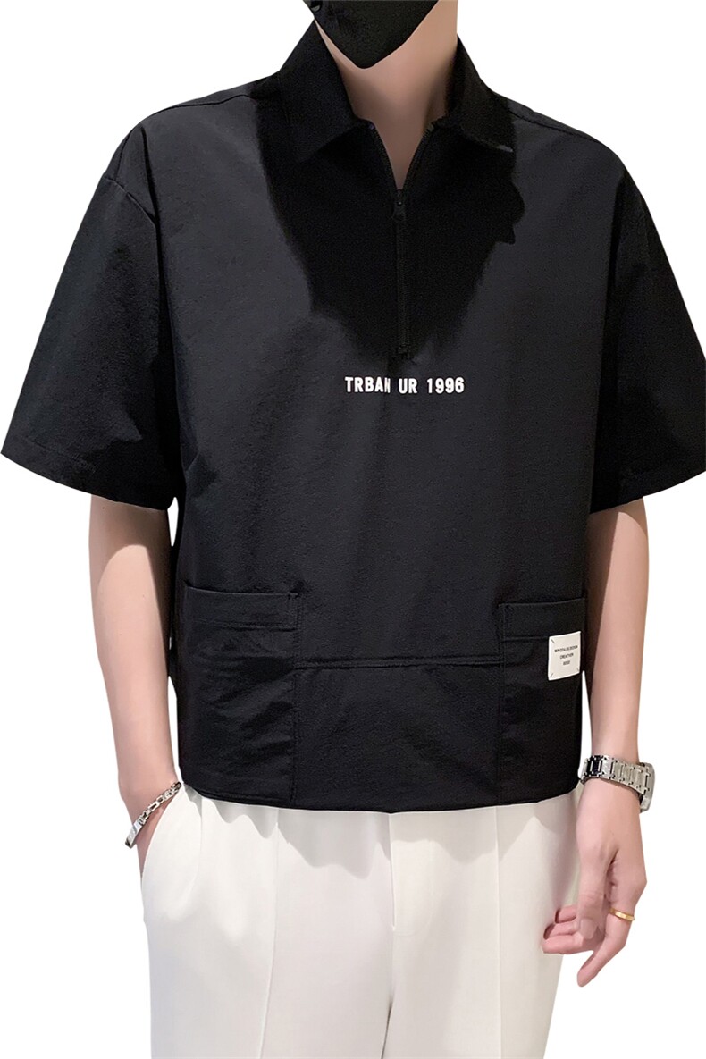 23年夏季男士翻领T恤A210-8035-p4890%锦纶10%氨纶,男装T恤,电商A210