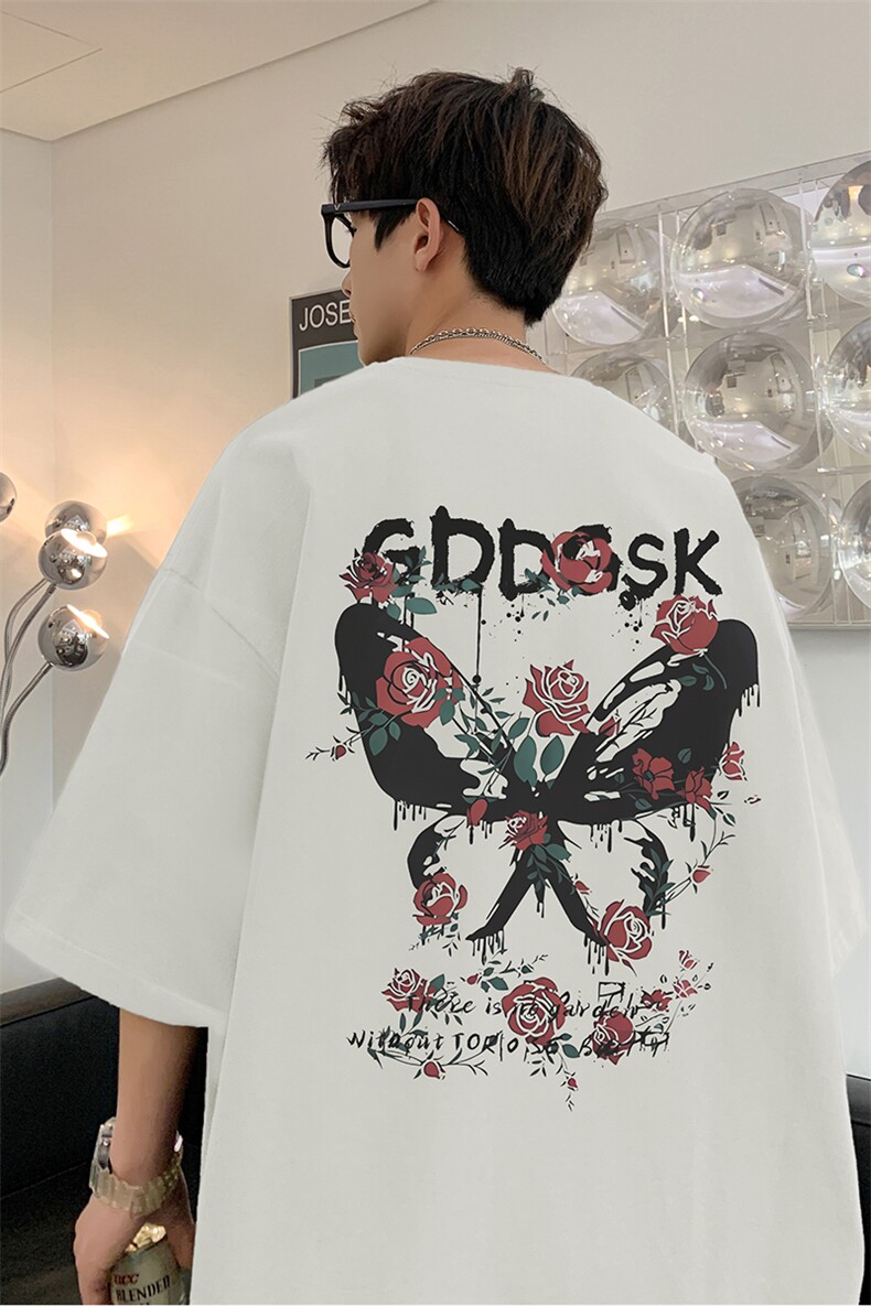 已注册/夏季内景纯棉创意印花圆领短袖T恤男宽松体恤衫DT9676/P25,男装T恤,电商B316