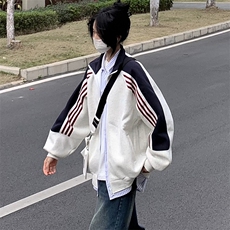 抖音得物高品质美式高街重磅结构织带拼接撞色立领卫衣外套CM41，女装短外套，电商A486-1