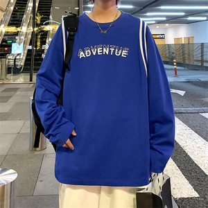 C005 P28秋季港风潮流宽松长袖t恤打底衫男图片