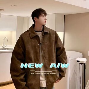 美拉德美式复古cleanfit外套男款春秋季猎装皮夹克短款垫肩机车服图片