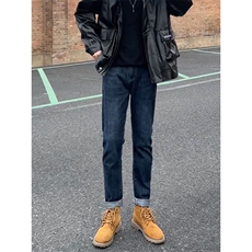 牛仔裤男23秋冬修身弹力小脚休闲裤长裤子机车风痞帅搭配马丁靴，男装牛仔裤，星座1412-2