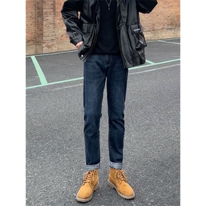 牛仔裤男23秋冬修身弹力小脚休闲裤长裤子 机车风痞帅 搭配马丁靴图片