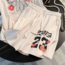 时尚休闲运动套装女夏季新款韩版宽松显瘦印花短袖阔腿短裤两件套，女装套装/套裙，江南