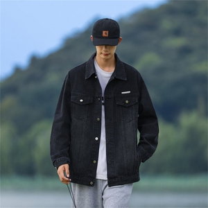 美式做旧牛仔外套男士宽松休闲痞帅夹克外套百搭上衣潮JK1124-P75图片