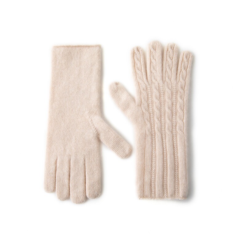 2025年新款百搭男女通用麻花提花双股加厚保暖分指手套，手套，轩妮羊绒