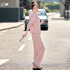 2025年春季新款休闲时尚开衫卫衣连帽外套裤子两件套现货，女装套装/套裙，辉煌依升