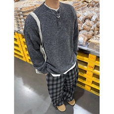 慵懒感圆领羊毛针织衫男士秋冬款潮流宽松软糯毛绒毛衣M5163，男装针织衫/毛衣，星座1116A（原606A-3）