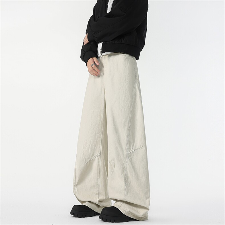 8XL-M 工装裤男秋季日系男直筒宽松阔腿休闲弯刀裤子男K9177P65图片
