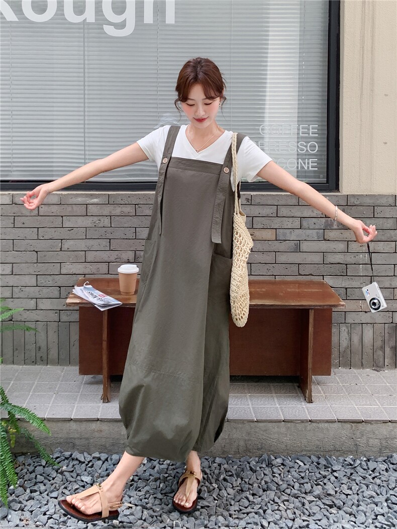 《现货好数据》26夏上新水洗棉休闲两面穿背带裙+V领T恤两件套女,女装套装/套裙,苗苗
