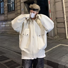 春季工装夹克立体口袋翻领短款外套，男装夹克，星座410-7