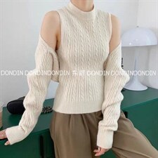 现货 花纹围脖披肩两件套毛衣，女装针织衫/毛衣，东町