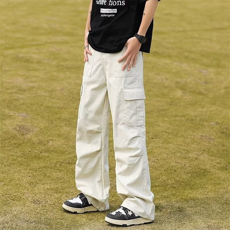 春夏季薄款青少年痞帅直筒工装裤日系复古多口袋休闲长裤男,男装工装外套,星座218-1（原230）