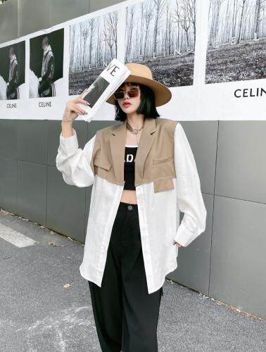 早秋新款，拼接西装，女装西装，依纤