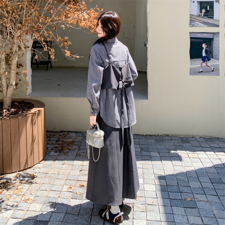 26春装现货条纹衬衣吊带半身裙三件套2C0323121P175K258,女装套装/套裙,2C032