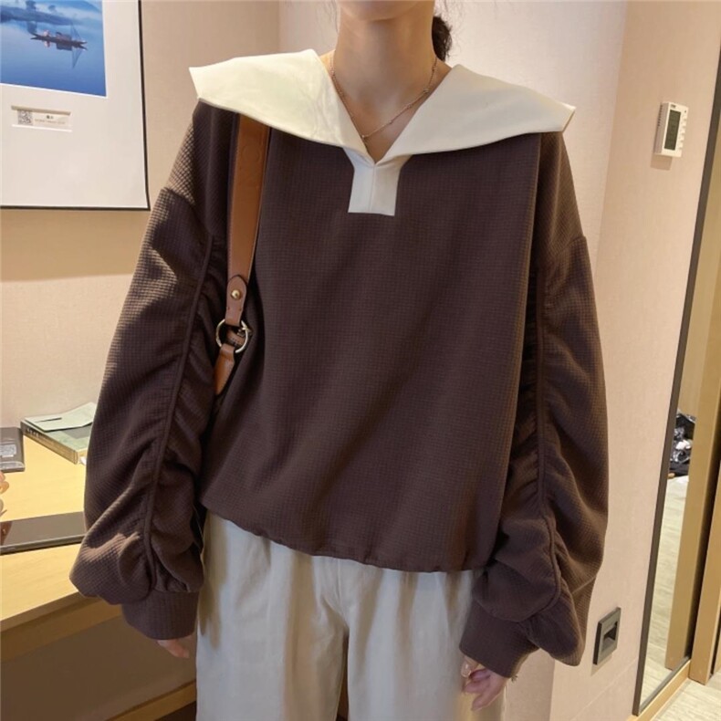 7133翻领打皱卫衣，女装卫衣/绒衫，续加 XJ