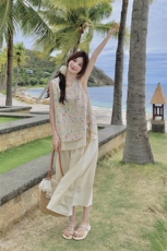 独特碎花背心套装裙女2025新款夏日多巴胺穿搭减龄半身裙两件套，女装套装/套裙，2D078
