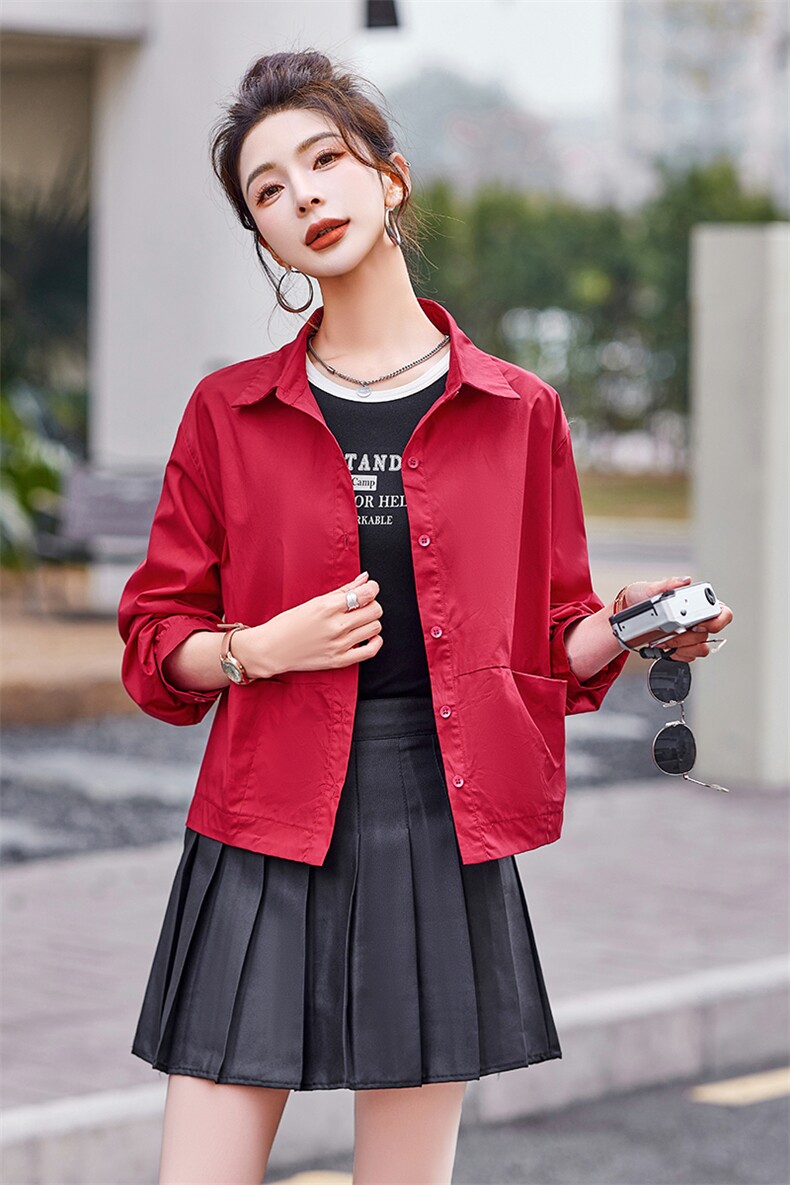 2024年春季时尚休闲气质翻领休闲衬衣,女装衬衫,依恋蒂丝