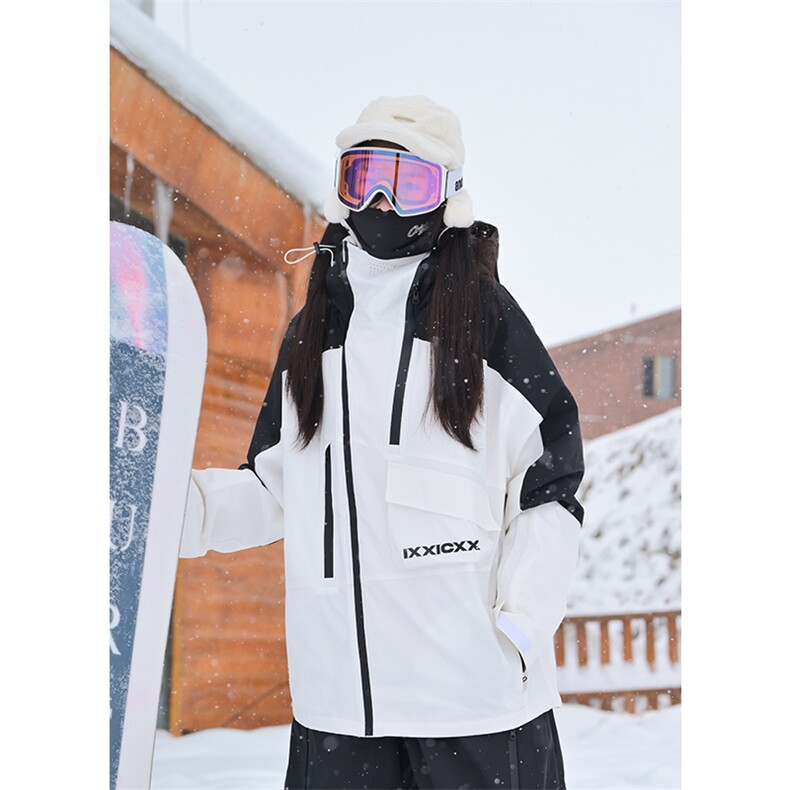 冬季单板双板防水防风保暖加棉加厚连帽滑雪服男女同款HF57-P175图片