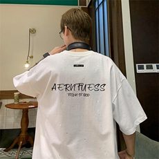 可48小时发货支持抖音得物来样二开美式满天星亮片短袖T恤MTX670，男装T恤，电商A486-1