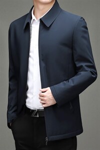 白鸭绒羽绒服男休闲爸爸装冬季中年男士休闲翻领外套ZL2155-P178图片