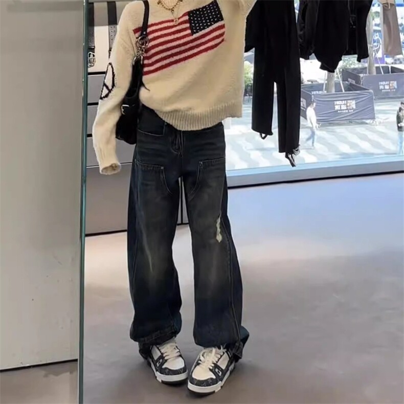 石铆钉复古水洗蓝破坏工装伐木牛仔长裤休闲破洞牛仔裤NS06,男装牛仔裤,星座1116A（原606A-3）