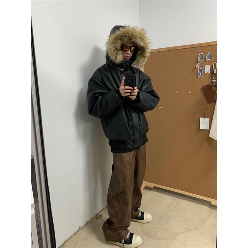 网图有货复古百搭保暖可脱卸毛领皮棉衣夹克外套男A145-P115,男装夹克,星座1505