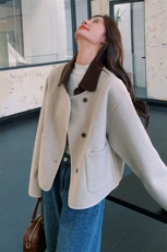 已出大货撞色毛呢短外套2D001-6720-P155-K238，女装毛呢外套，2D001