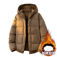 日系复古假两件连帽棉衣男冬季宽松情侣冬季棉服M0829-P103，男装棉衣，星座308B-2