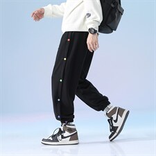 日系2024秋冬款个性撞色排扣束脚运动休闲潮牌卫裤8805-P50控69图片