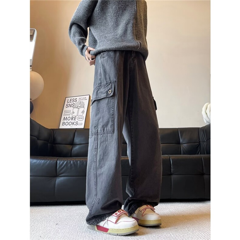 美式水洗复古大口袋工装裤男秋季牛仔裤潮牌宽松休闲X817-P61,男装牛仔裤,星座1109-3