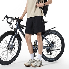 黑色薄款斜切拉链短裤男夏季美式潮牌lu感五分裤户外透气运动裤子，男装牛仔裤，四季星座806